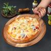 Round Wooden Pizza Plate with Handle - Multifunctional Kitchen Cutting Board and Snack Tray