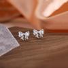 2023 Trend: Korean Style Zircon Bow Stud Earrings in 925 Sterling Silver