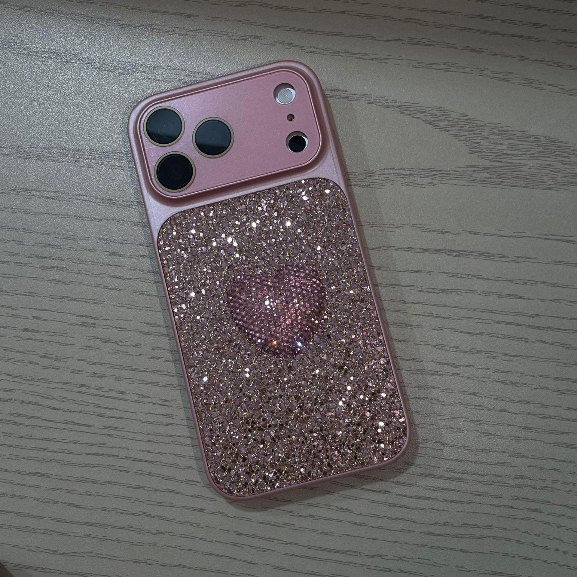 iPhone 17 ProMax Glitter Heart Case - Large Window Protective Cover 16