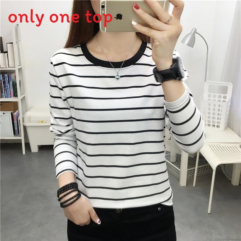 Cotton Striped Oversized Long Sleeve T Shirt For Women Autumn Casual Comfortable Wear