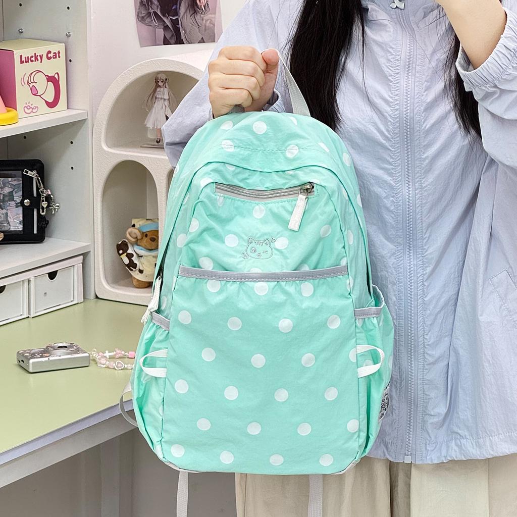 Schoolbag Polka Dot Cute Backpack Outdoor Ultra Light School Bag Travel Backpack Korean Sweet Backpack Student School Bag