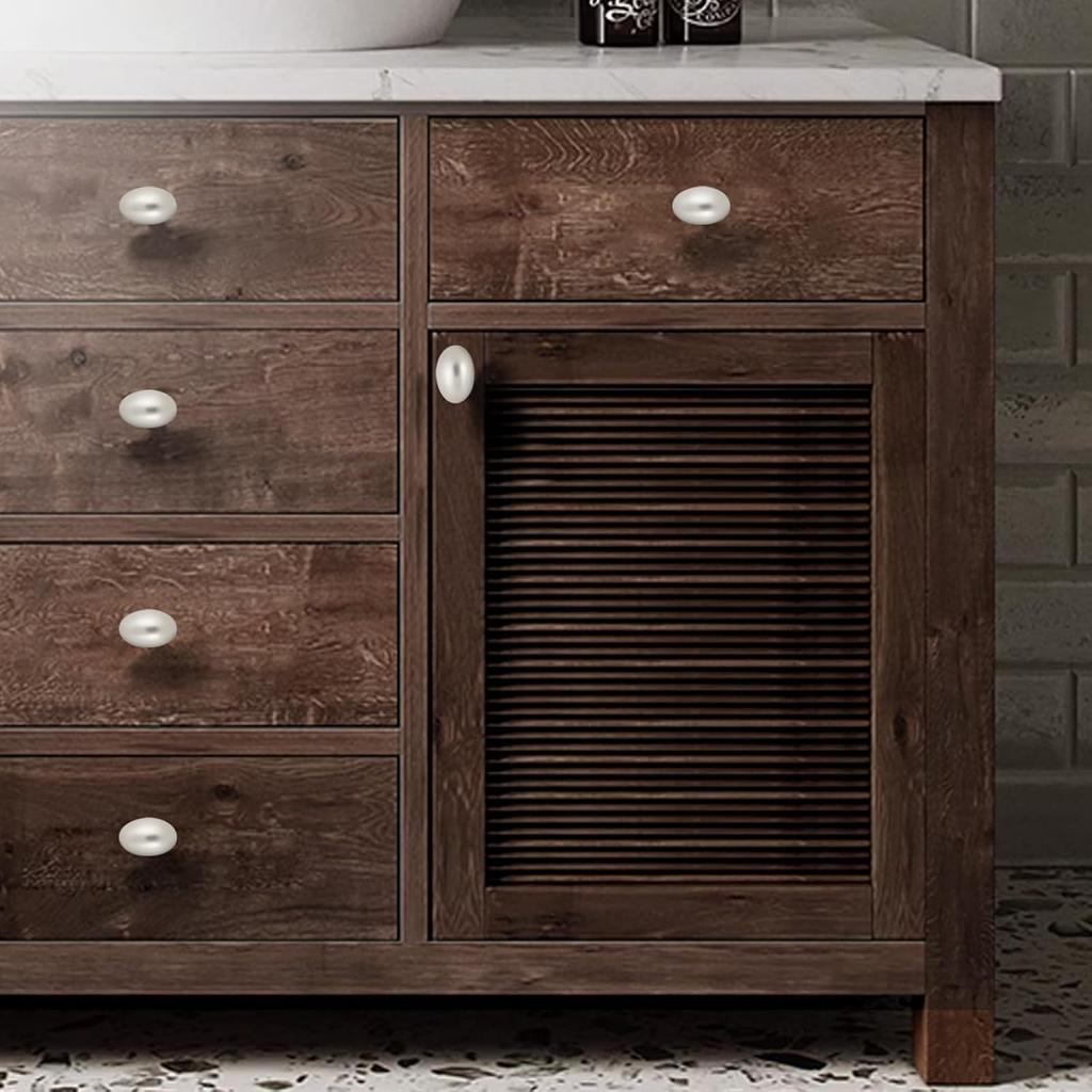 10 Pack Kitchen Cabinet Knobs Brushed Nickel Oval Drawer Knobs Cupboard Handles Bathroom Dresser Cabinet Hardware Zinc Alloy JT-BN-K10