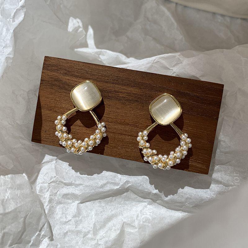925 Silver Cat s Eye Rhombus Stud Earrings: Elegant Light Luxury Gift for Women