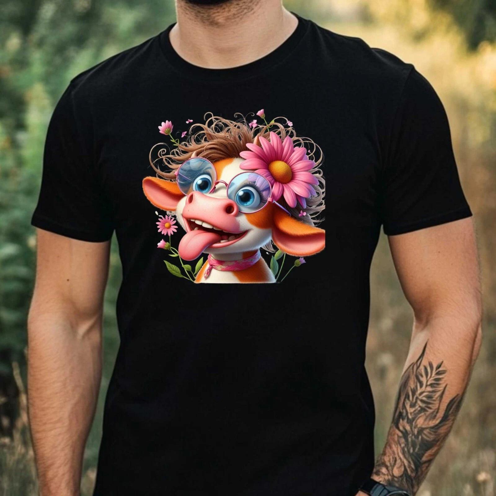 T-Shirt Herren Lustige Kuh Motiv Baumwolle Größe XS bis 5XL XXXXL