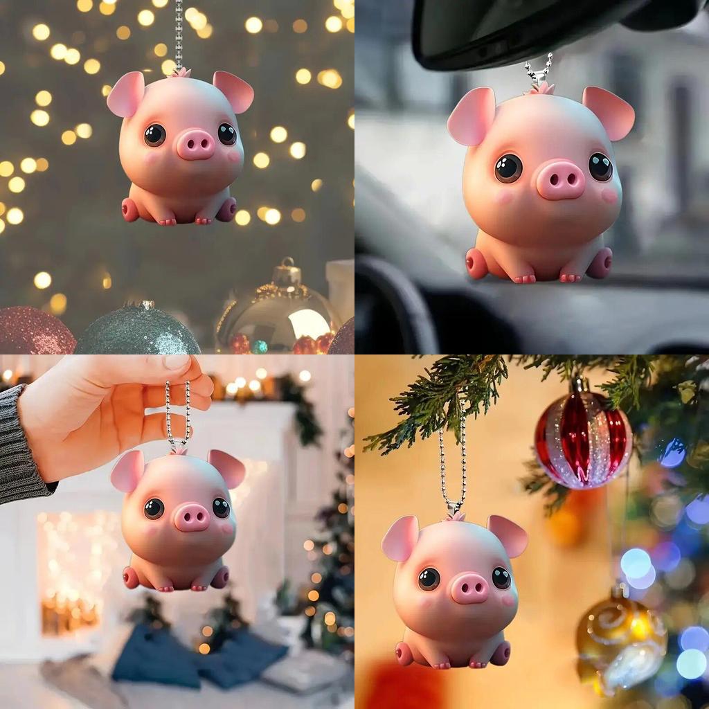 Cute Pig Acrylic Keychain Car Interior Decoration Pendant For Backpack Festive Gift