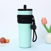 High-Capacity Stainless Steel Thermos with Ceramic Liner and Lanyard - Straw-Equipped Ice-Buster for Outdoor and Car Use