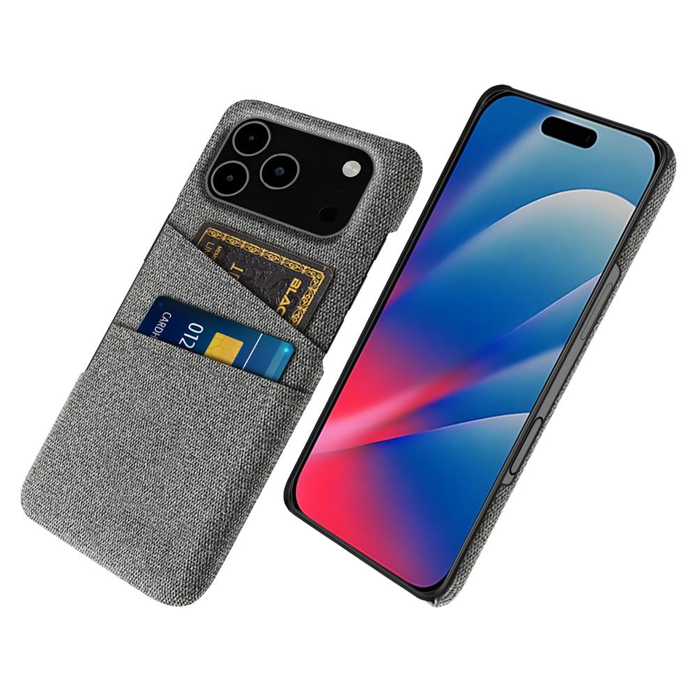 For iPhone 17 Pro Max Case Cloth+Hard PC Phone Cover with Dual Card Slots