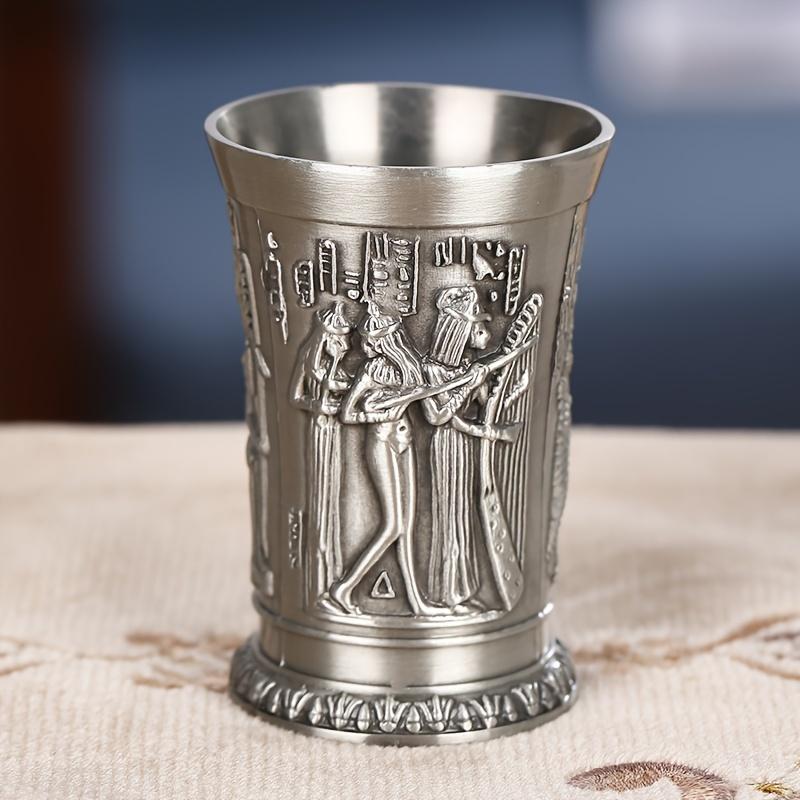 

Egyptian Antique Metal Decorative Cup Ancient Egypt Pharaoh Hieroglyphs Design Gift for History Culture Enthusiasts Shot Glass