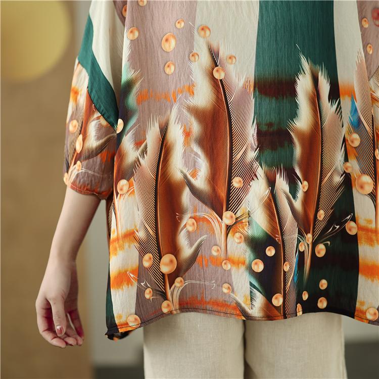 DIMANAF 2025 Plus Size Pullover Summer T-Shirt Women Floral Printing Short Sleeve Loose Oversized Tops Tees