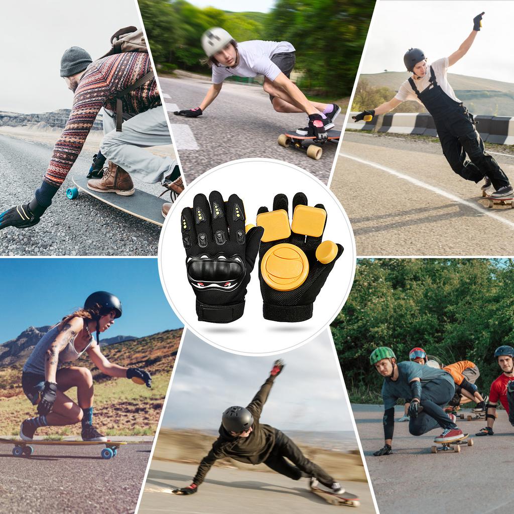 Longboard Slide Handschuhe Skateboard Handschuhe Fäustlinge mit Gleitblöcken Longboard Downhill Slide Handschuhe