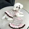 Dog clothes Autumn and winter rainbow striped dress Bigbear cat teddy Pomeranian small dog velvet pet vest