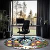 Christmas Street Printed Round Rug Carpet Chair Rug Area Rug Entryway Doormats,for Office Chair Living Room Bedroom Kitchen Room.