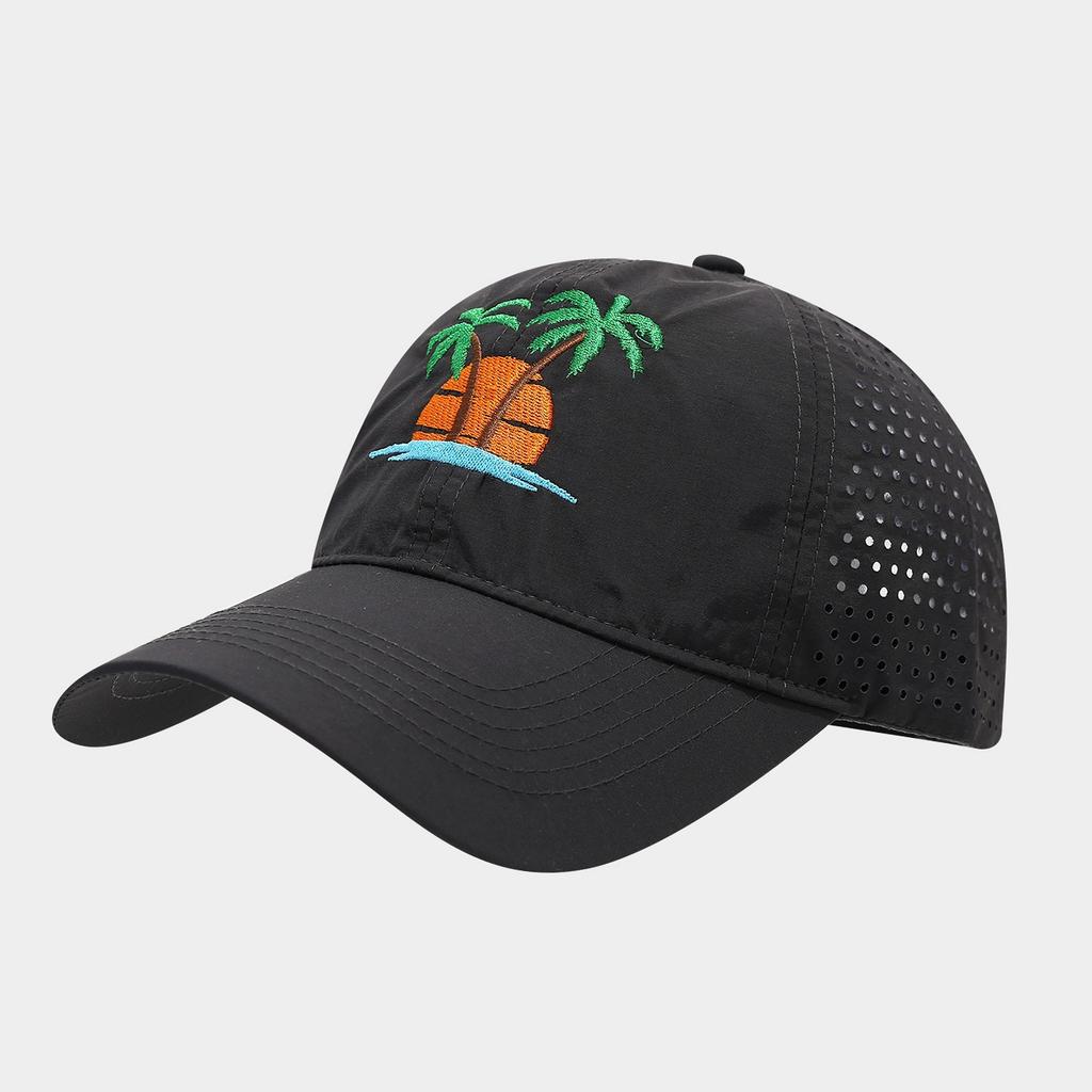 Coconut Tree Embroidery Baseball Cap Quick Dry Breathable Beach Sun Hat Water-Repellent Summer Sport Cap Women Men Unisex