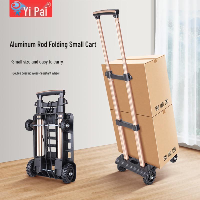 Foldable Aluminum Trolley with Universal Wheels – Portable Shopping Handcart for Outdoor Use