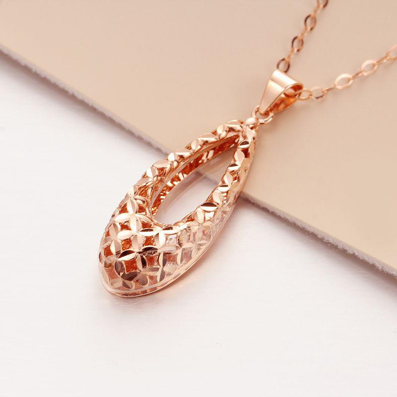 Purple Gold Car Flower Water Drop Hollow Pendant Rose Gold Plated Foreign Gas Color Gold Necklace