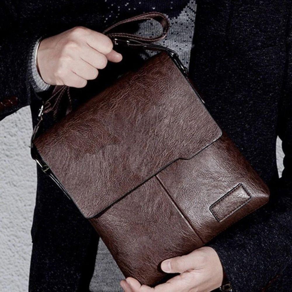 2024 Sacoche décontractée pour homme Sac à main grande capacité pour homme Sacs à bandoulière en cuir PU Sacoche d'affaires Sac bandoulière vintage