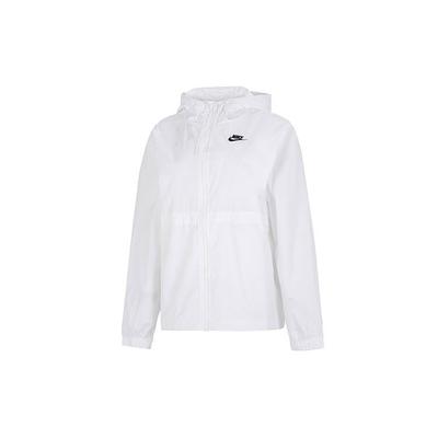 Solid Color Casual Sport Lightweight Hooded Windbreaker Jacket Women Jackets White DM6180-100