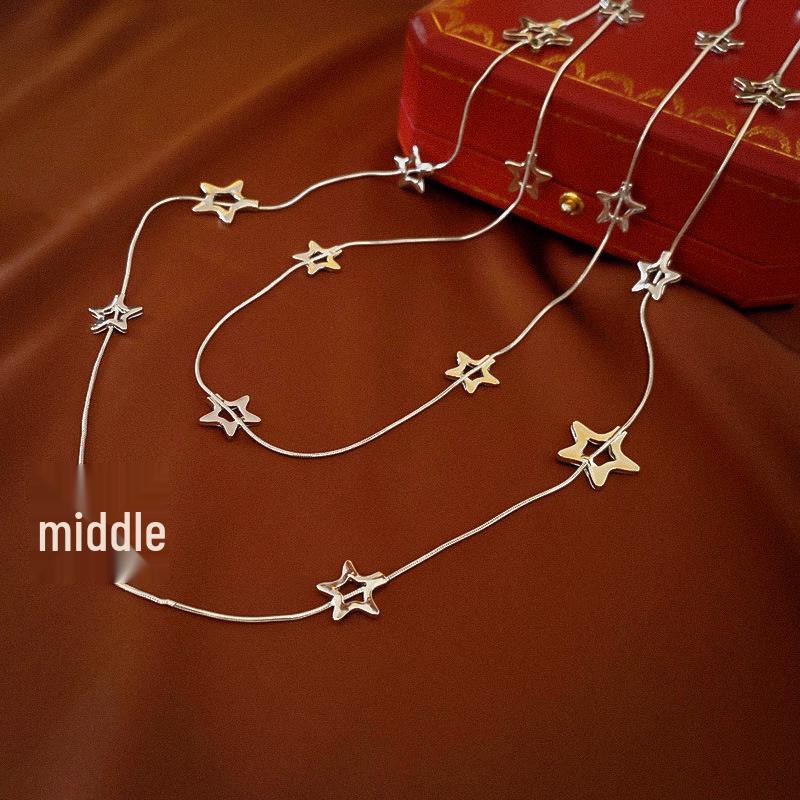 

Двухслойное ожерелье на ключицу «Пятиконечная звезда» — Шикарный и элегантный аксессуар для свитера