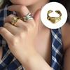 Elegant Curved Waved Design Ring Glossy Finishes Adjustable Size Gold Tone Alloy Accessory For Daily Wear