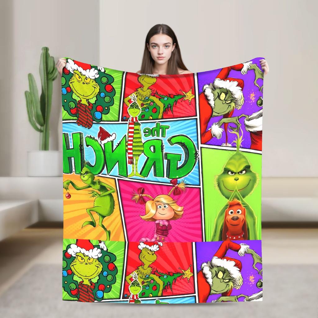G-Grinchs Weihnachtsplaid Reisebüro Flanell Bettwäsche Überwürfe Für Schlafzimmer Super Weich Individuelle Qualität Tagesdecke Geschenkidee