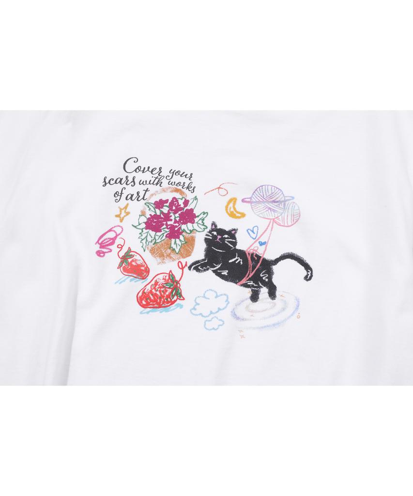 CPGN STUDIO Dtp Doodle Art Crop Short Sleeve T-Shirt White