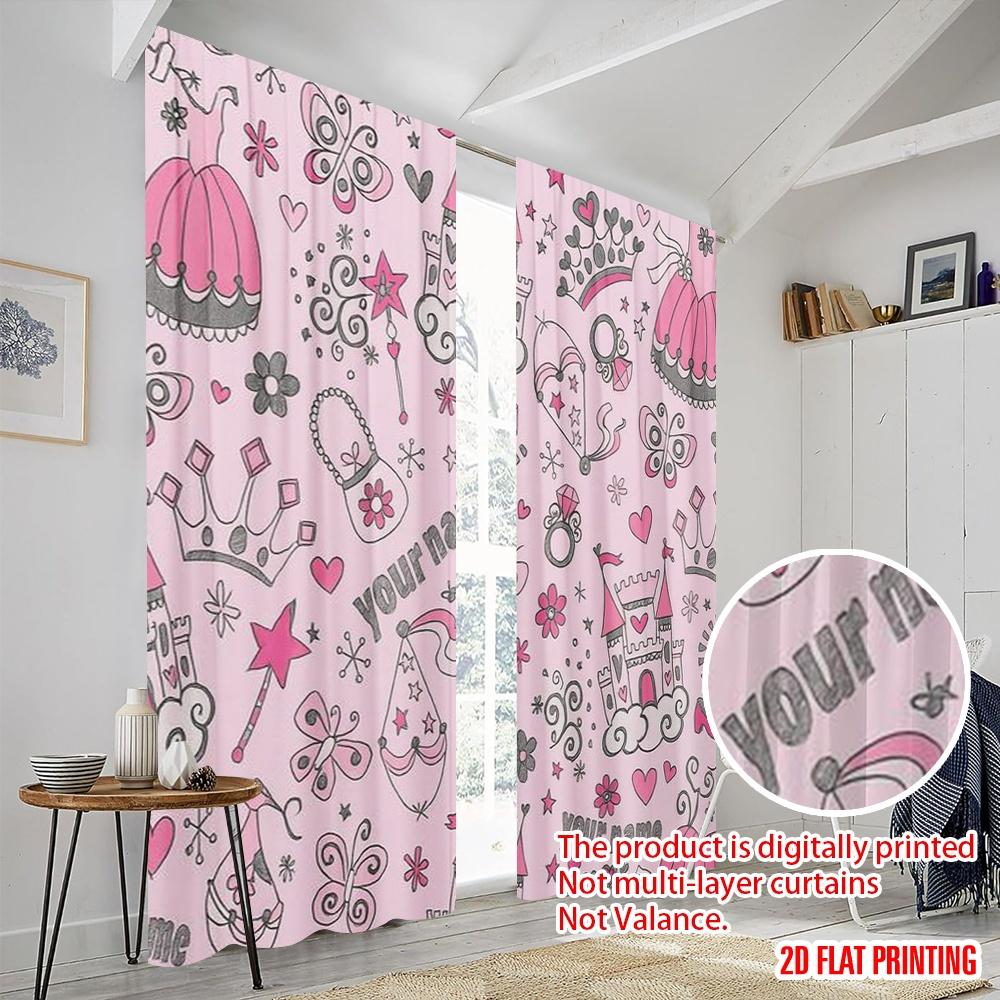 2pcs,2D Plane Printing Contemporary Curtains Fairytale Dreams Durable Polyester (without Rod) Home Decor Ldeal for Bedroom &