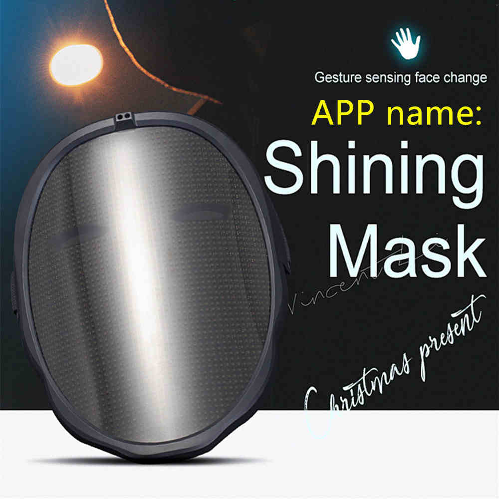 Maschera LED RGB Bluetooth Illuminata Fai da Te Immagine Animazione Testo Halloween Natale Carnevale Festa in Costume Gioco Maschere Bambino Decorazione REGALO