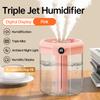 USB Digital Display 2-Liter Silent Humidifier Disinfection Night Light Three-Spray Modes Pregnant Women Offices Household Hotels