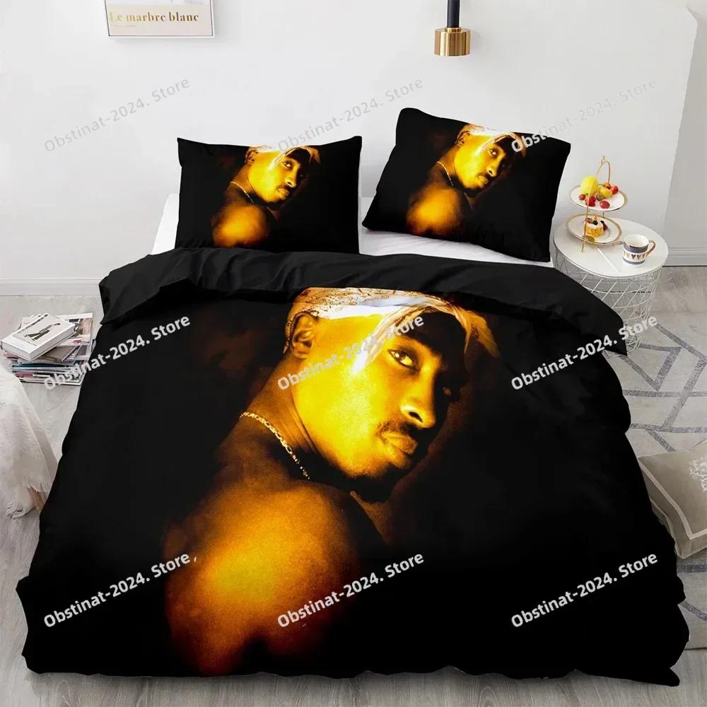 3D Tupac Shakur Rapper 2Pac Bettwäsche-Set Bedrucktes Bettwäsche-Set Mit Kissenbezug Bettdeckenbezug Weich Einzel Doppel Queen Super King Größe