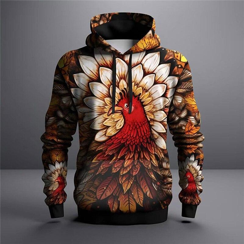 

Proud Rooster 3D Digital Printed Men s Personalized Trendy Hoodie Sweatshirt S кадмий оранжевый