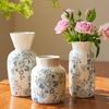 Vintage Crackle Glaze Ceramic Vase Floral Pattern Pot for Hydroponics Cut Flowers Garden Home Decor Rustic  Festival Gifts