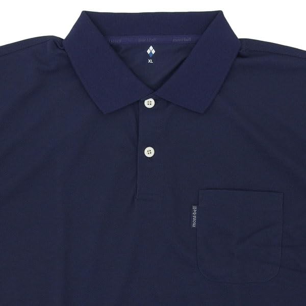 Polo Short Wickron Polo Shirt 1114228 [Montbell] Men's Shirt, Piqué Knit, Sleeve, WIC. (Navy (DKNV)/S)