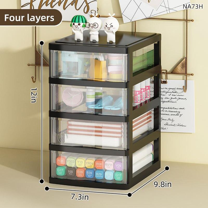 JOJAJU 1Pc Storage Box,Space-Saving Clear Drawer Organizer (2/3/4-Tier) Sort Office,Home,dormitory,Makeup, Pens, Jewelry