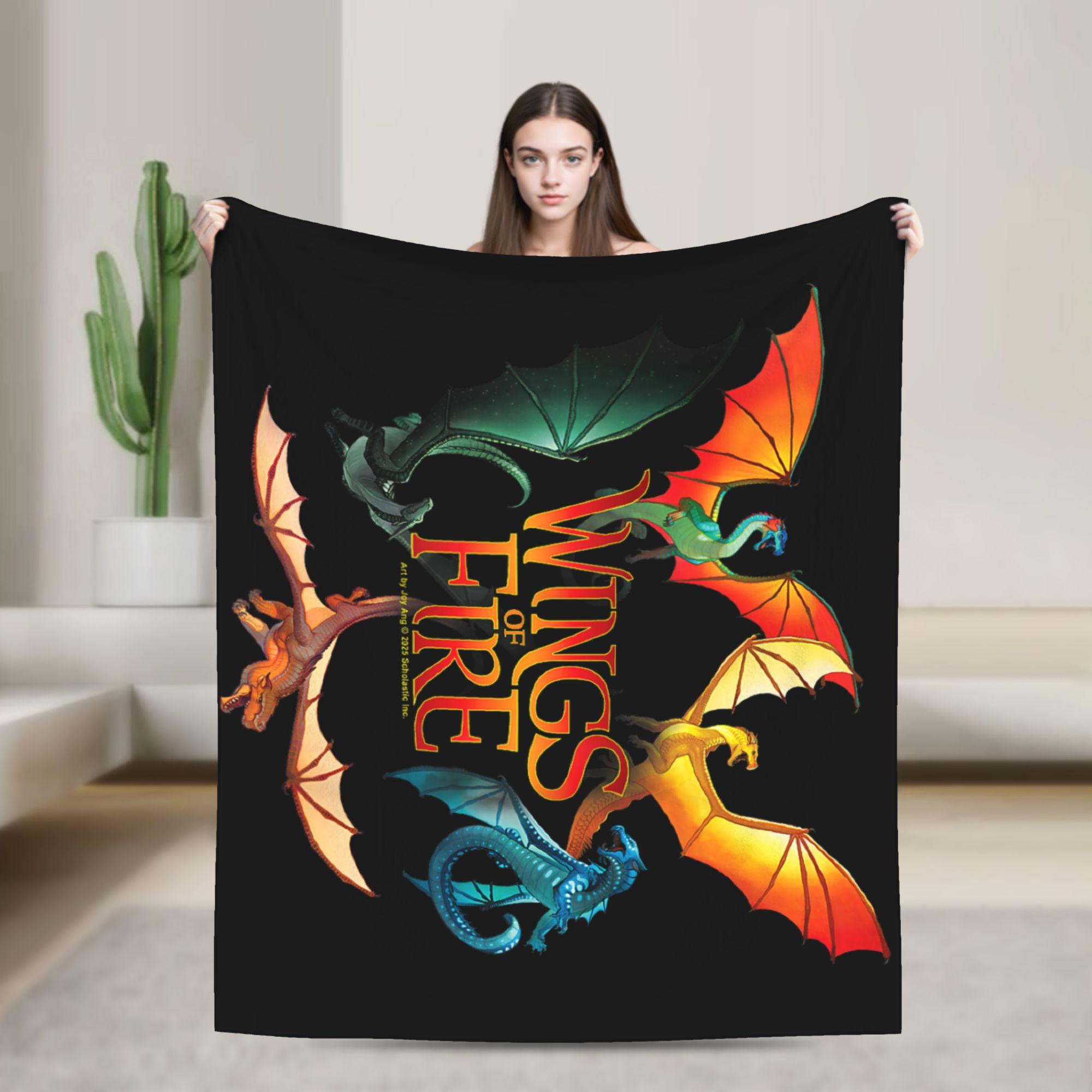 

Wings of Fire Dragons Heads Fashion Blankets RainWing SkyWing Fuzzy Throw Fashion Blanket Bedding Portable Soft Warm Bedspreads Multifunctio 75x90cm
