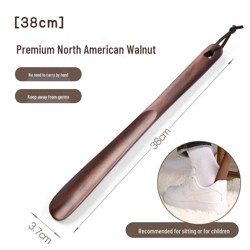 LIEI Long Handle Walnut Wood Shoehorn