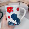 Creative Personalized Mug Birthday Gift Flowers High End Souvenir Cup Gift Cup Drinking Water Ceramic Cup
