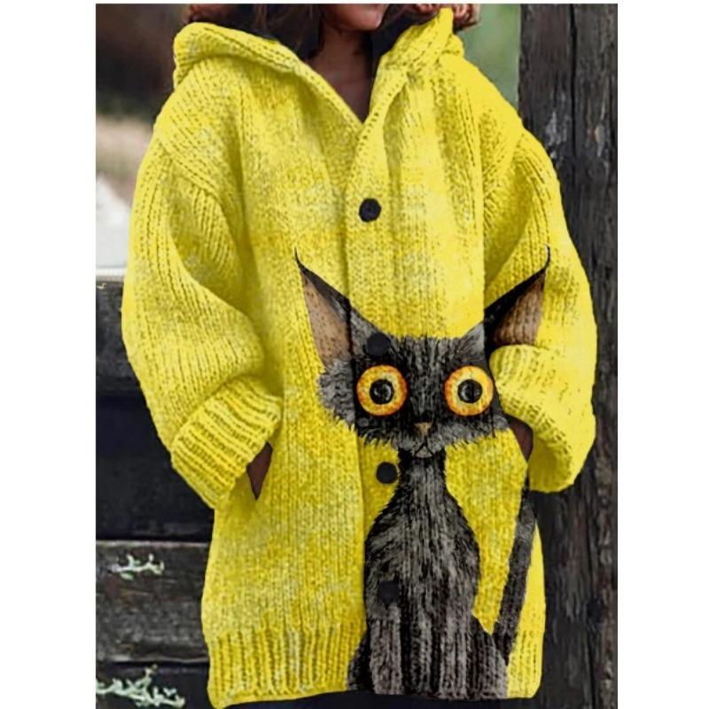 S-5XL for 2025 New 3D Printed Autumn and Winter Jacket Thickened Hooded Cardigan Sweater