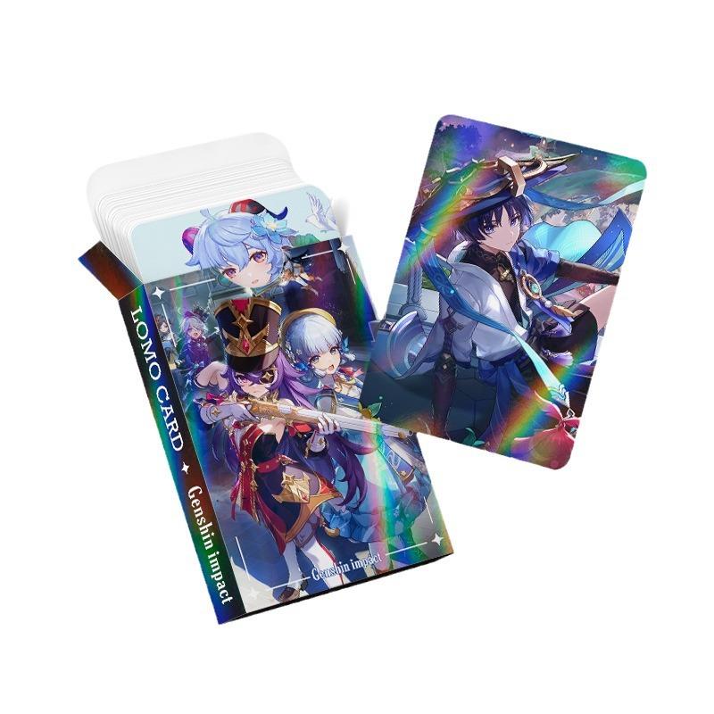30 adet Animasyon Lazer Kart, Çift Taraflı Küçük Kart, Genshin Impact Periferik Flash Kart, Ins Çizgi Film, Anime Fotoğraf Kartı, Dekorasyon Kartı