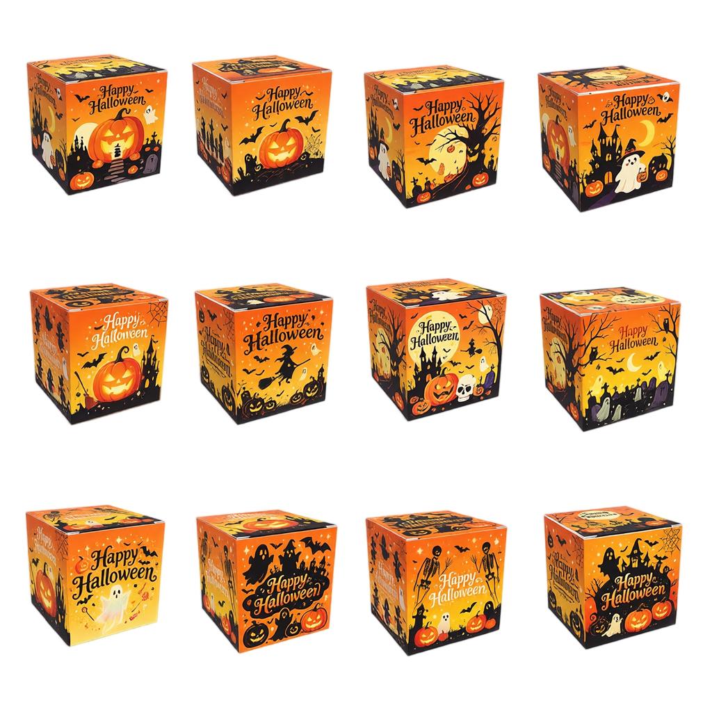 Halloween Treat Boxes Paper Candy Snack Packaging Decorative Party Supplies for Event Table Setup and Themed Occasions 12 Pack