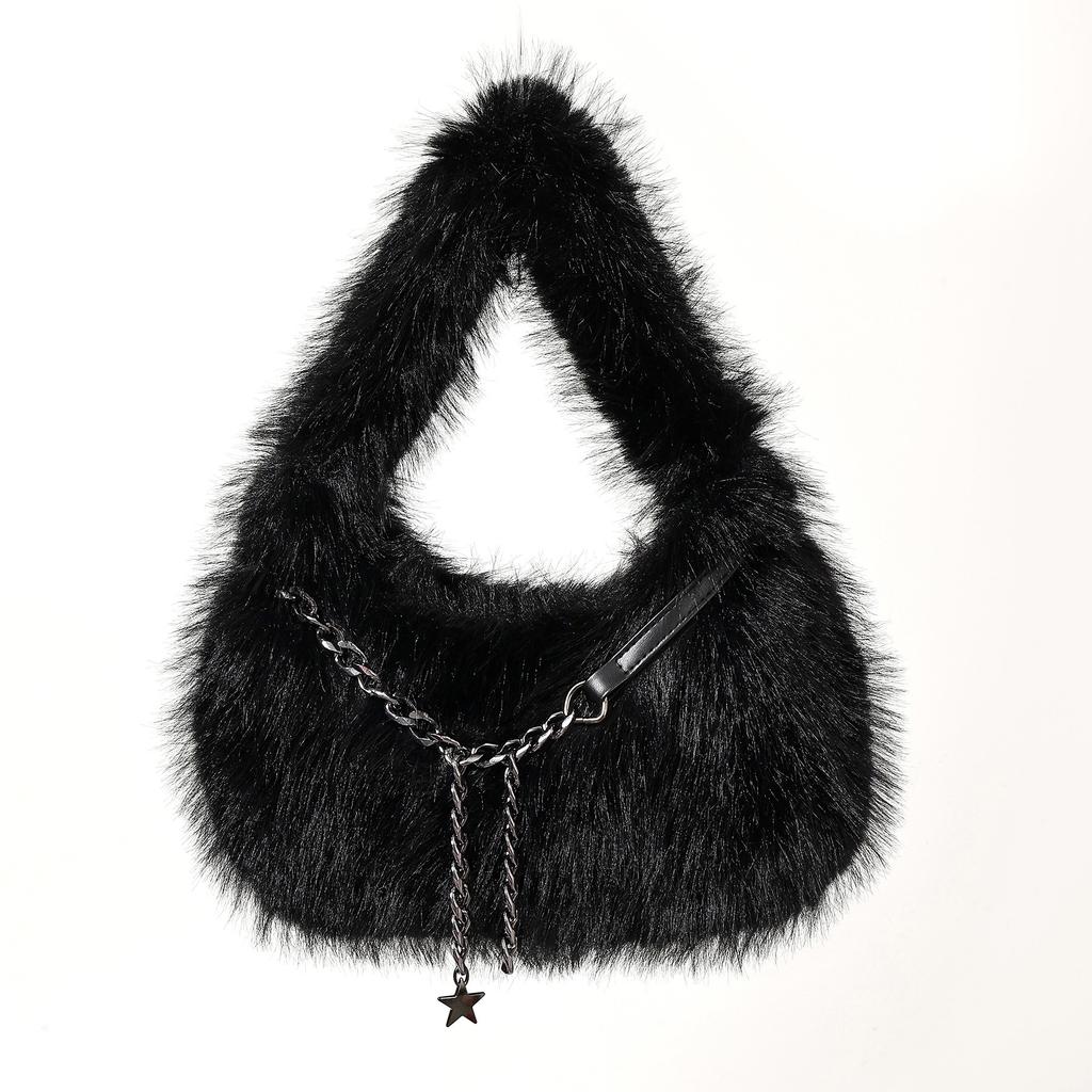 Plush bag women's new autumn and winter leisure chain messenger bag portable fluffy dumpling bag