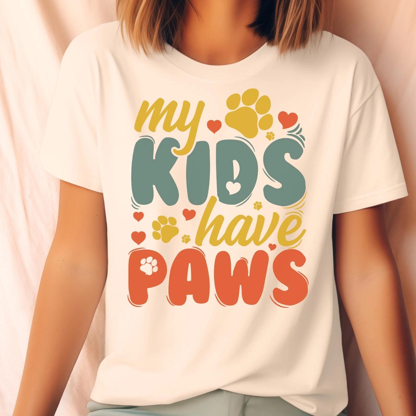 Comfort Colors My Kids Have Paws T-Shirt, Pet Lovers Gift, Dog Mom Shirt S