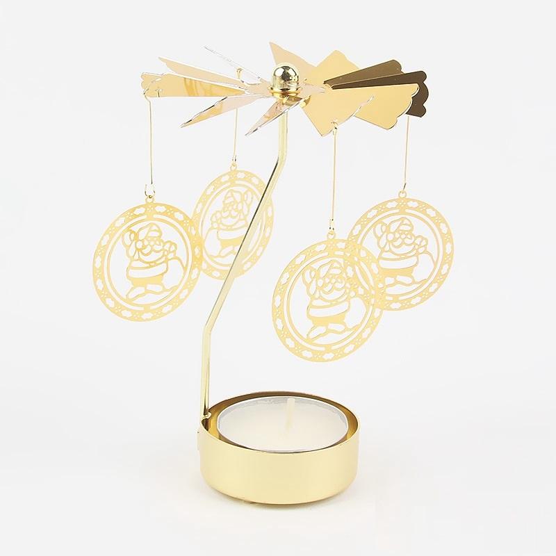 Gol2026 Christmas Tree Snowman Santa Birthday Angel Fairy Spinning Rotating Carousel Candle Holder Tealight Drop Shipping