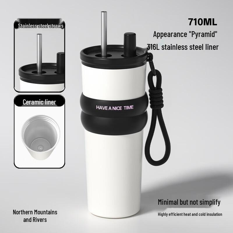 Shangqi Large Capacity Car Straw Insulated Stainless Steel Mug