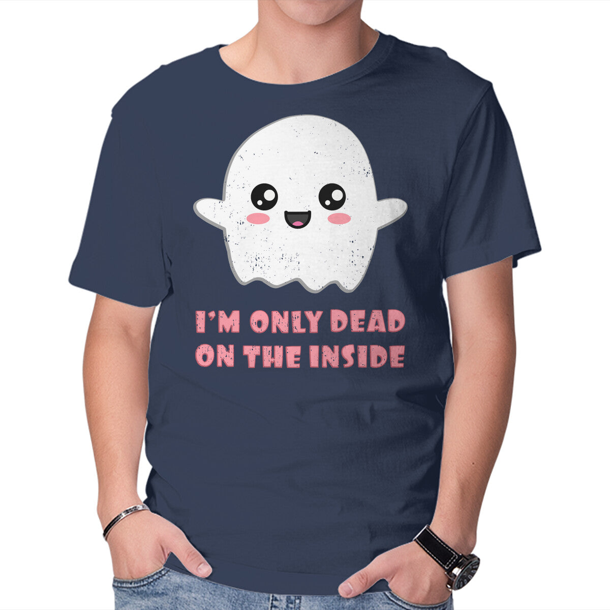 Unisex Crew Neck T-Shirt I m Only Dead On The Inside Graphic Short Sleeve Casual Tee XXXL