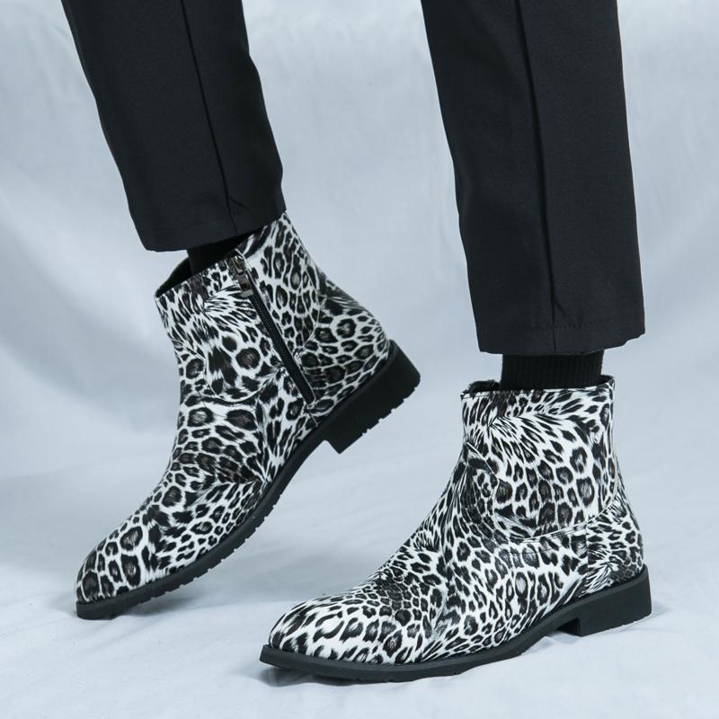 Fashion Autumn New Leather Men Boots Fashion Trends Pointed Platform Casual High-top Chelsea Boots Anti-slip Wearable Quality Men Shoes