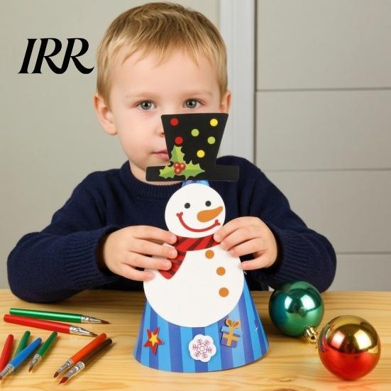 Snowman Party Hat Christmas for Kids Adults, Tree Reindeer Santa Detachable Sticker Paper Cone Birthday Supplies