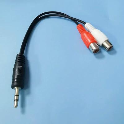 18 cm Dual-RCA-Audiokabel auf 3,5-mm-Stereo-3-poliger Klinkenstecker auf 2 Cinch-Buchsenstecker, RCA-Konverter-Adapter, rot, schwarz