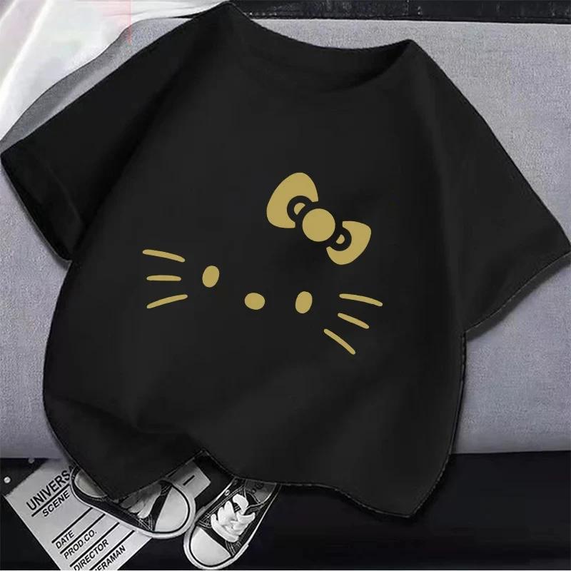 

2025 Футболка MINISO Детская одежда Аниме Футболка для девочек Мультяшная Мелодия Куроми Летний Милый Топ Хлопок Детская с коротким рукавом 160