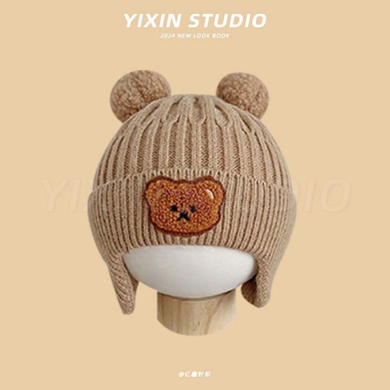 Autumn and Winter Boys and Girls Children's Hats Baby Hats Cute Cartoon Bears Plush Hats Thermal Hats Ear Protectors Knitted Hats