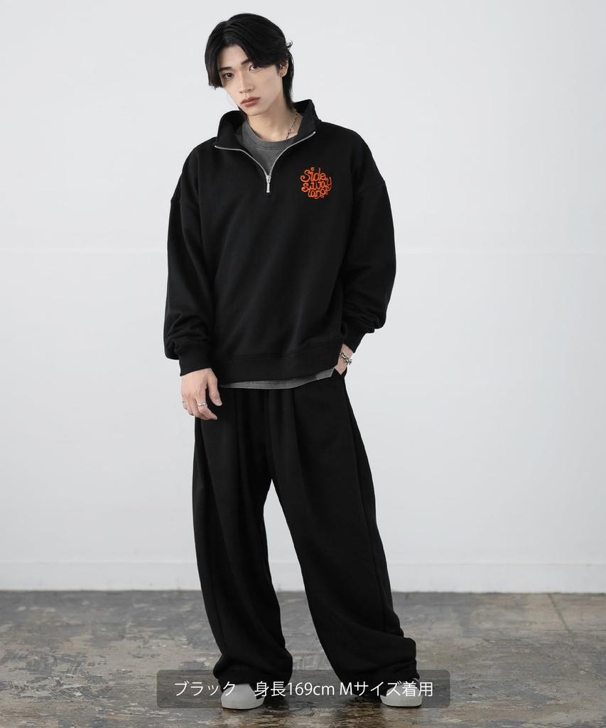 [IMPROVES] [SIDEWAYSTANCE] Embroidered Logo Fleece Half-Zip Sweatshirt